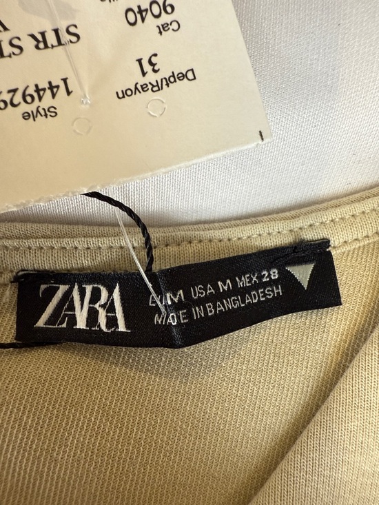 Zara Sheath Dress S Beige Sleeveless Tailored Cotton Blend Minimalist NWOT - Picture 11 of 13